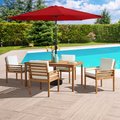 Alaterre Furniture 6 Piece Set, Okemo Table with 4 Chairs, 10-Foot Auto Tilt Umbrella Red ANOK01RD02S4